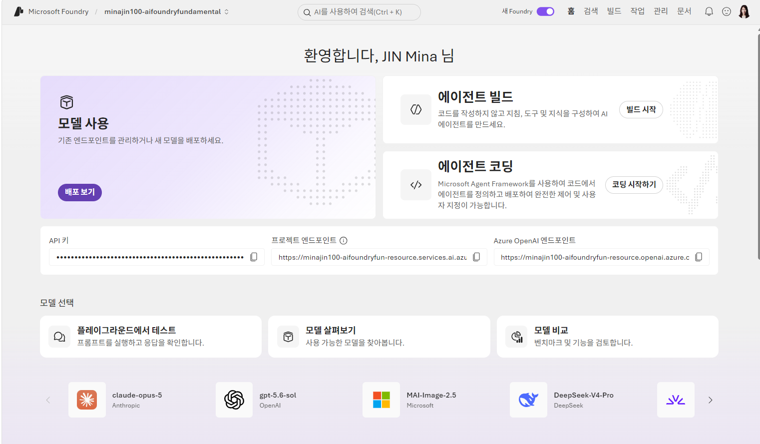 Foundry 프로젝트 홈 화면